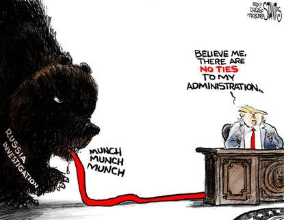 Political cartoon U.S. Mueller investigation Russia Trump