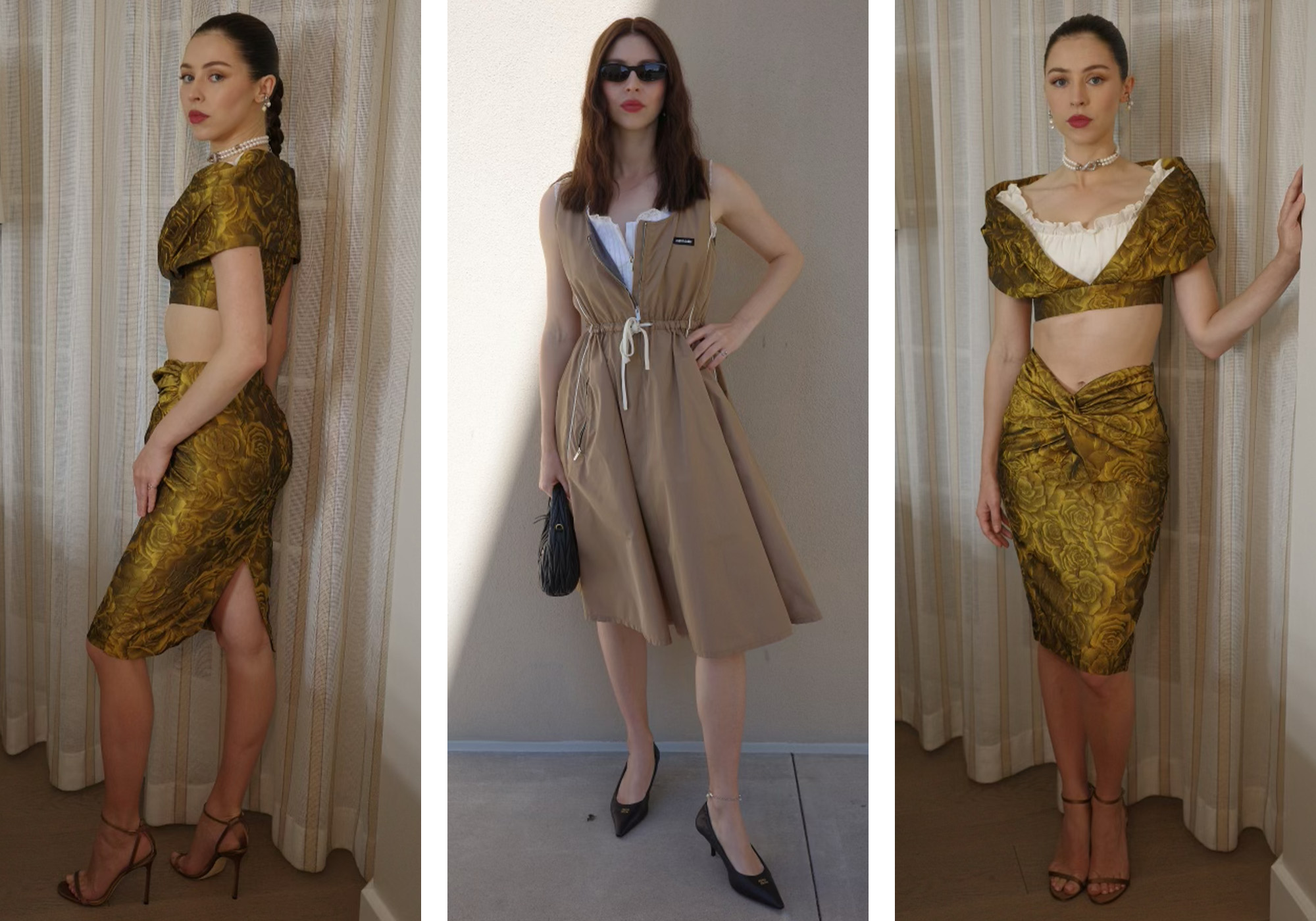 Hermione Corfield in Shushu/Tong and Miu Miu.