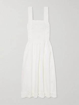 Smocked Organic Cotton-Poplin Midi Dress