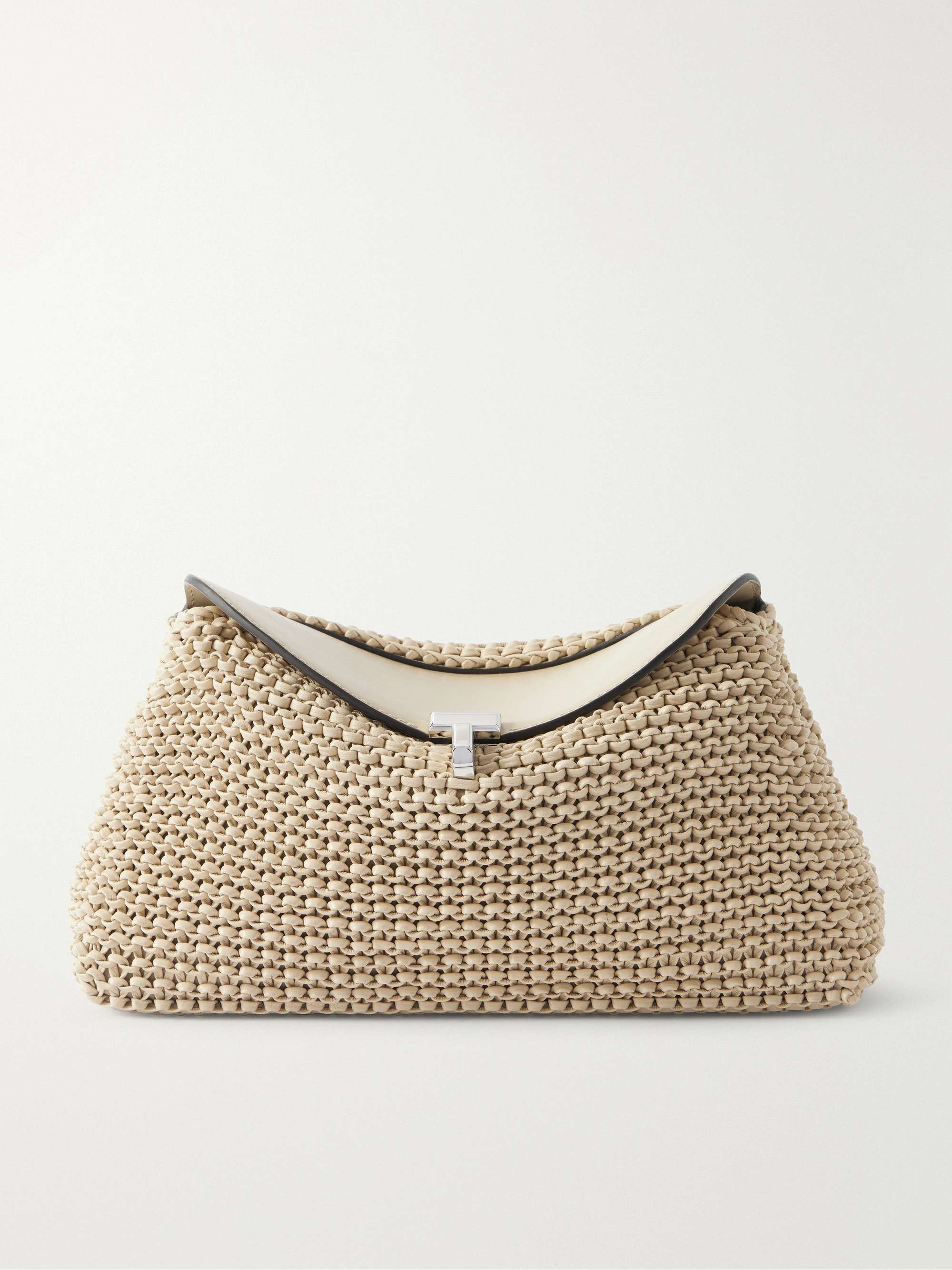T-Lock Woven Leather Clutch
