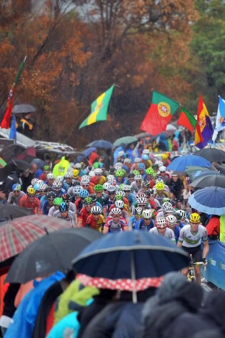 The strain of the race starts to show on the riders faces
