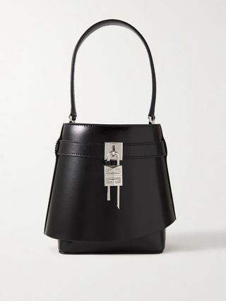 Black Leather Tote Bag With Top Strap