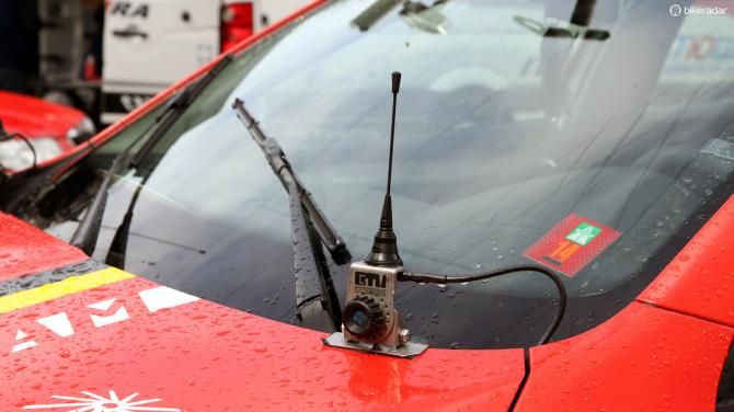 Team vehicles are typically festooned with multiple radio antennas since different frequencies and systems are used to communicate with the riders and receive race information, for example
