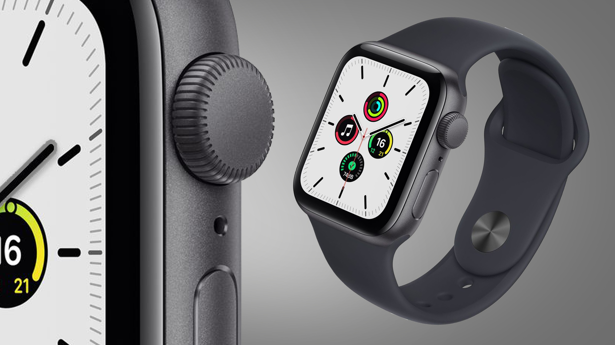 Un primer plano de la corona del Apple Watch SE