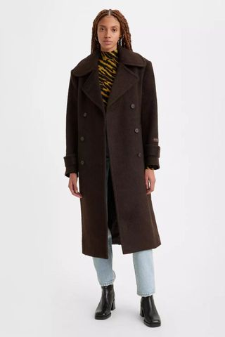 levi's long wool brown coat