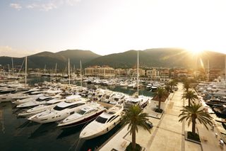 yachts moored at marina