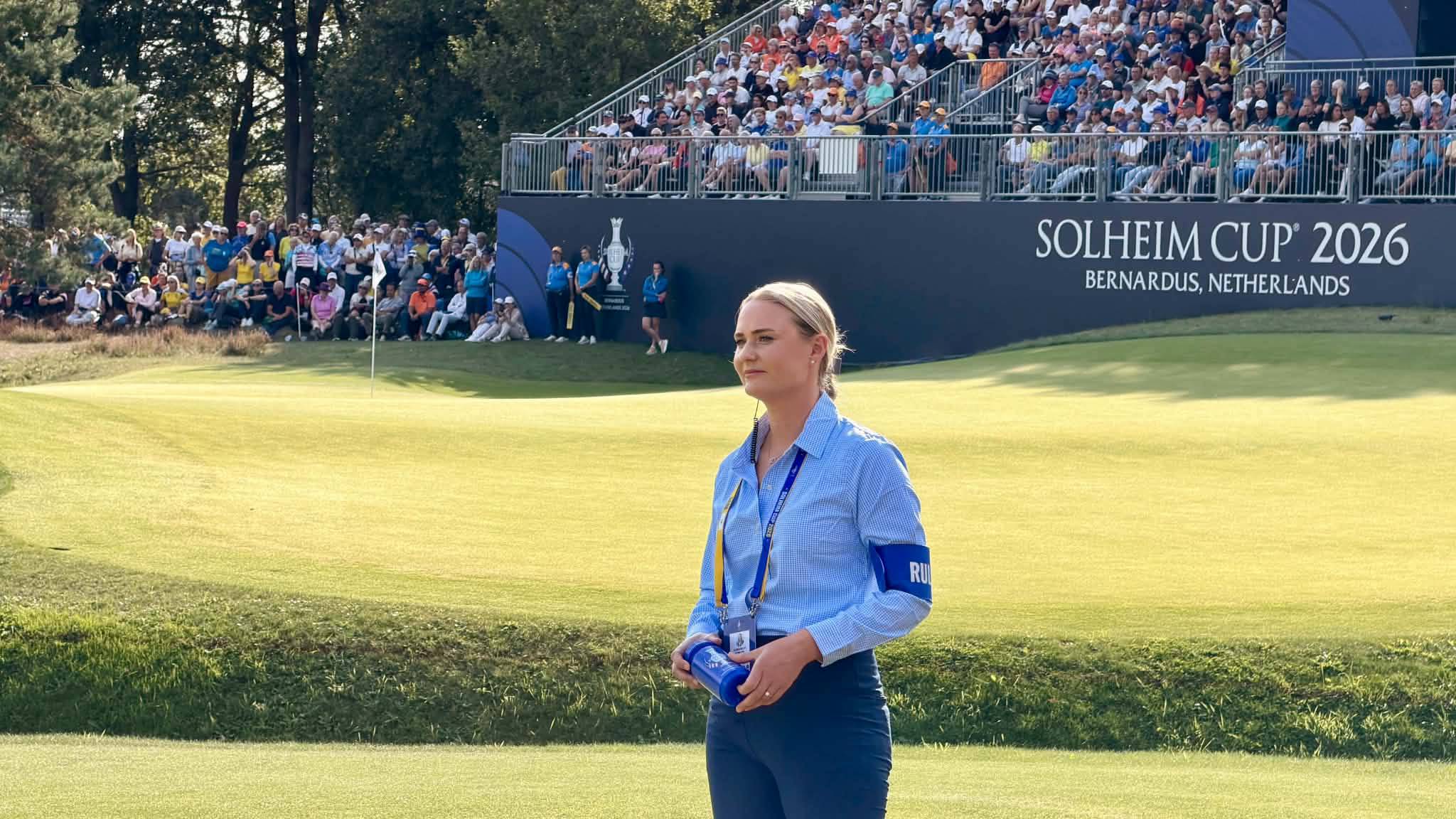 Elizabeth Mallett officiating at the Solheim Cup 2026