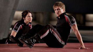 Jennifer Lawrence and Josh Hutcherson as Katniss and Peeta training in The Hunger Games 2012