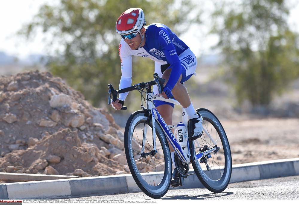 Matthew Busche (UnitedHealthcare) in action at the Tour of Qatar