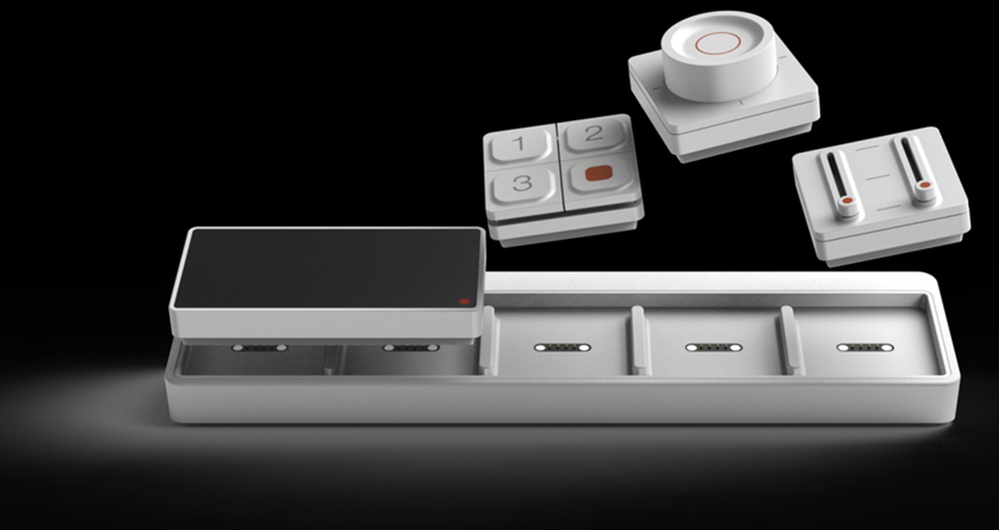 Sound Blaster Re:Imagined on a black background showing its modules above the unit