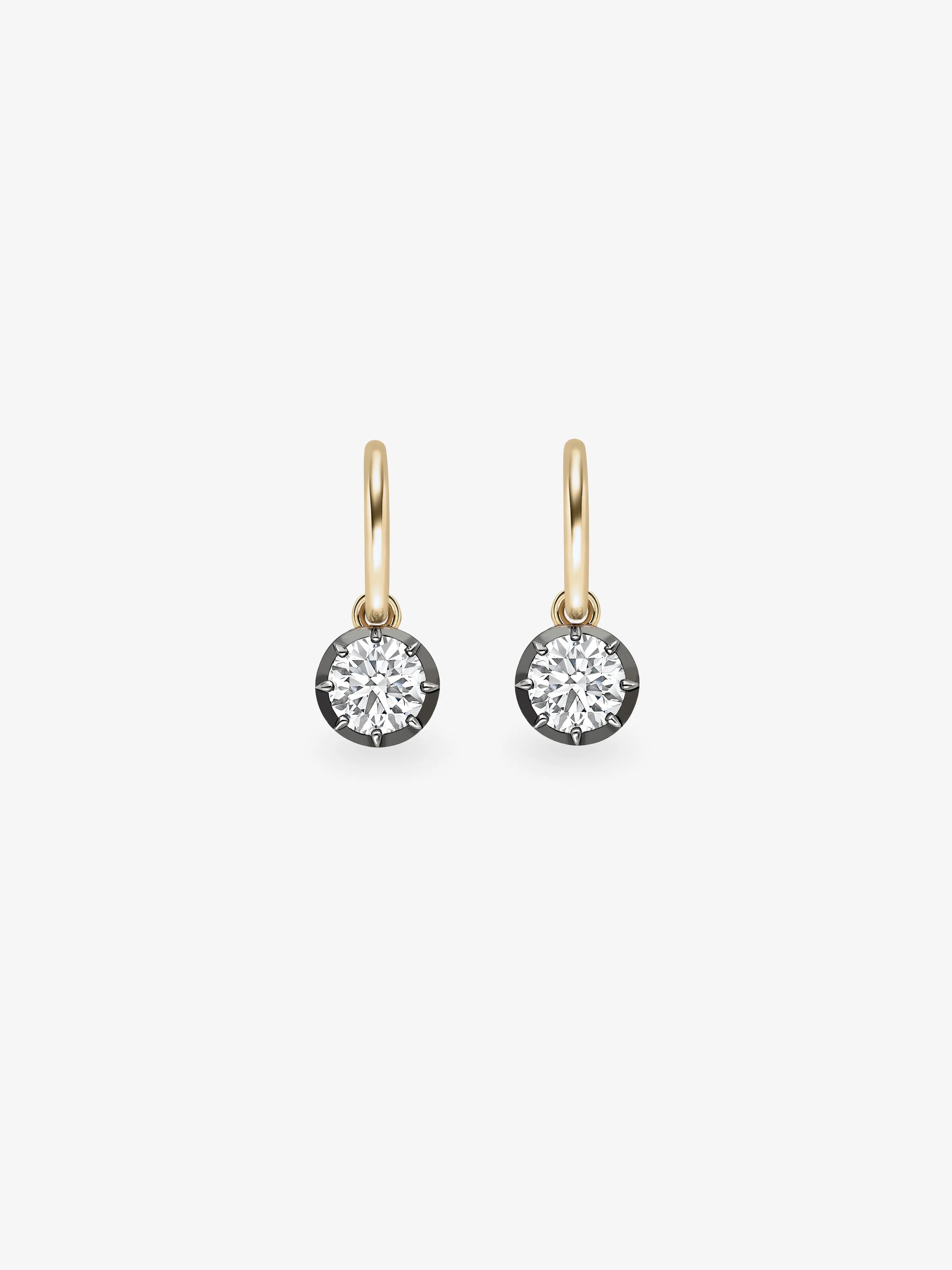 0.90ct Diamond &amp;amp; Blackened Gold Gypset Hoop Earrings