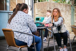 Tiffany Butcher Baker talks to Bernie Taylor in EastEnders