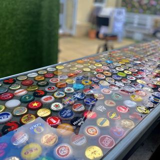 bottle cap on counter with blur background