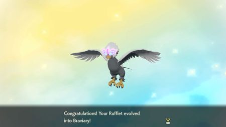 Evolving Rufflet in Braviary in Pokemon Legends: Arceus