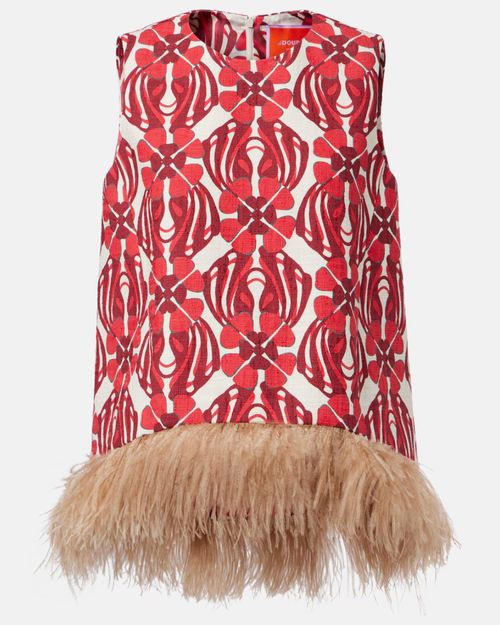 La Scala Feather-Trimmed Cotton Top