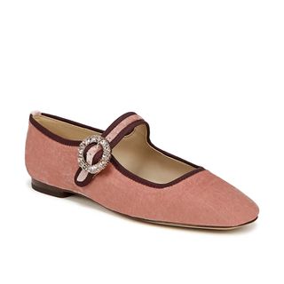 Sam Edelman Michaela Glow Square Toe Embellished Buckle Mary Jane Flats