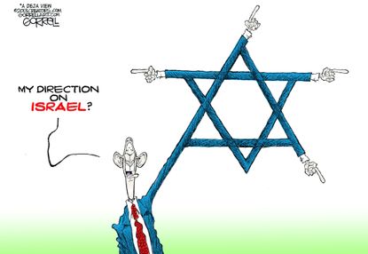 Obama cartoon U.S. President Obama direction on Israel
