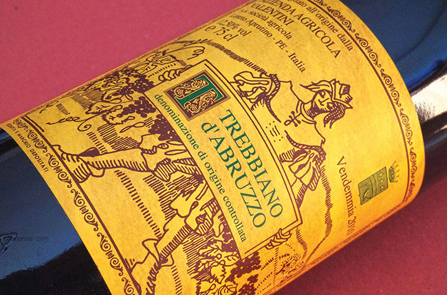 Valentini's unique label up close