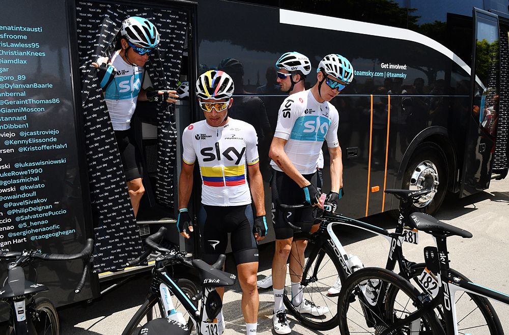 Team Sky get ready for stage 5 of the Giro d'Italia