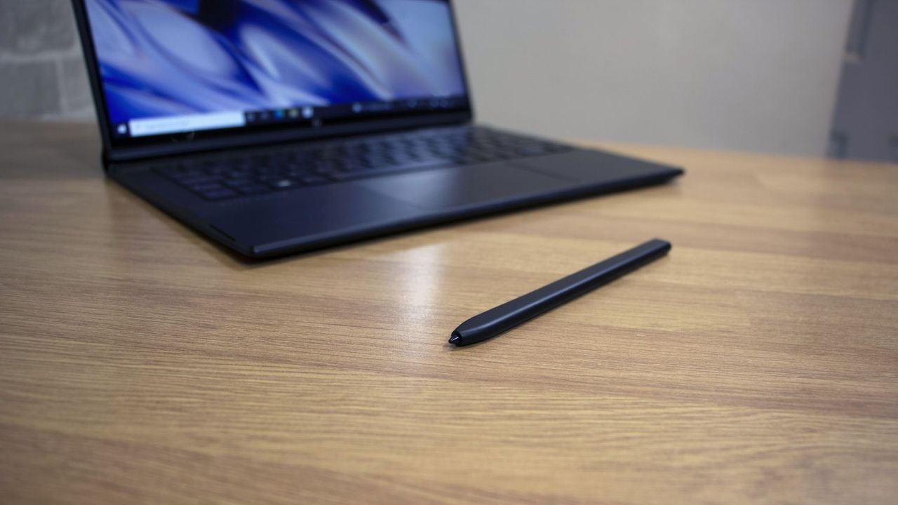 A closeup of the HP Elite Folio's stylus