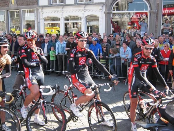 The three Caisse d'Epargne riders were the centre of attention