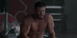 Chris Hemsworth shirtless in Thor: Ragnarok