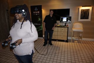 Tom's Guide demoing the HTC Vive. Credit: Mark Spoonauer/Tom's Guide