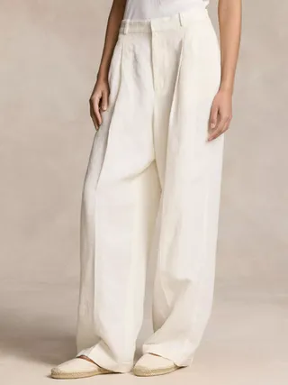 Celana Panjang Kaki Lebar Campuran Linen Polo Ralph Lauren, Nevis