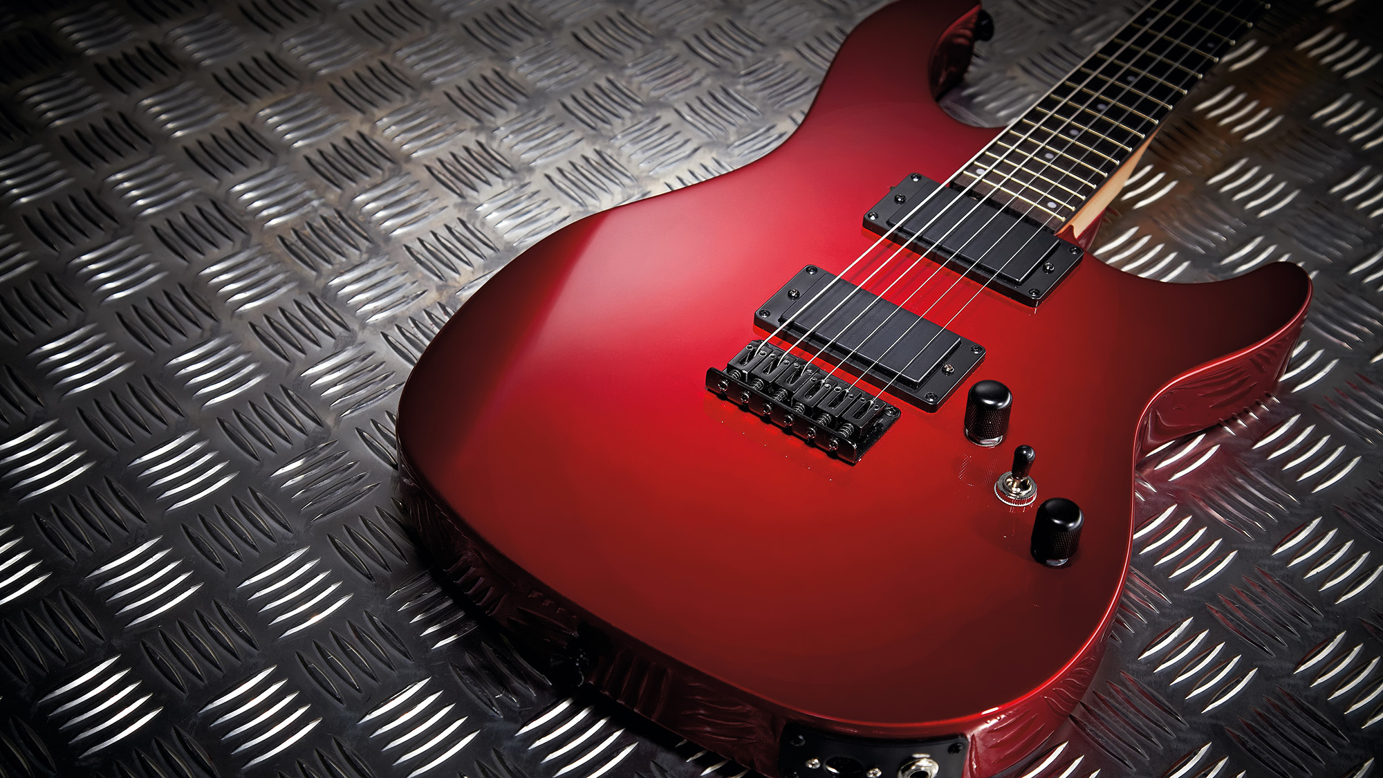 A Peavey AT-200 electric guitar with built in Antares Auto-Tune photographed during a studio shoot for Guitarist Magazine.