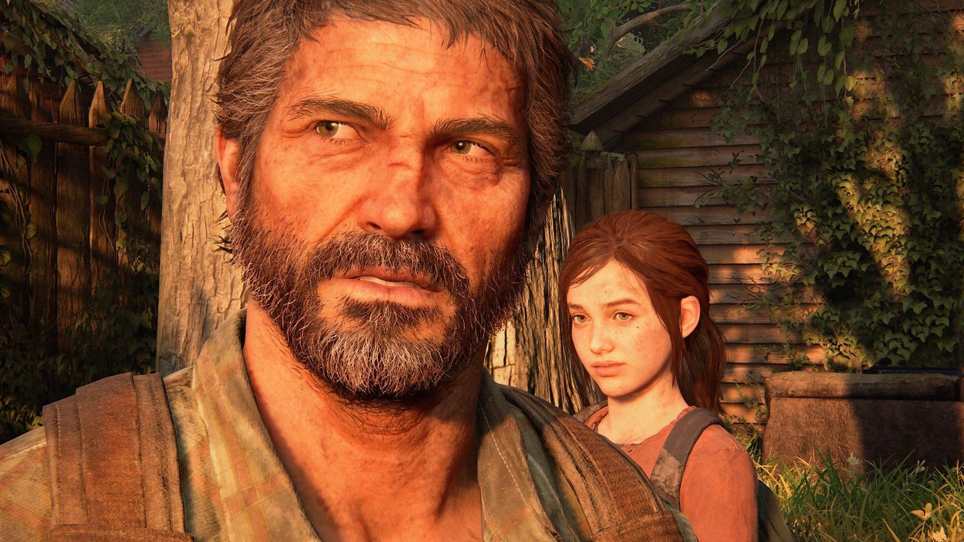 A close-up of Joel in The Last of Us part 1
