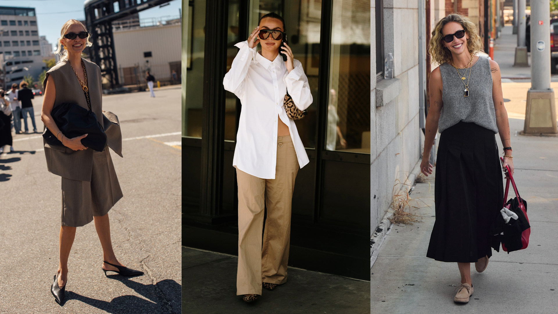 split image of new york fashion week attendees