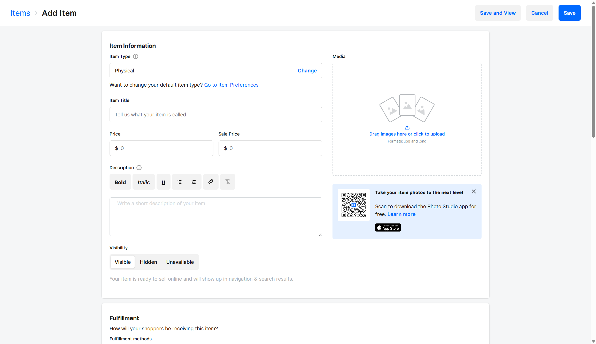 Screenshot of Weebly stock management dashboard.