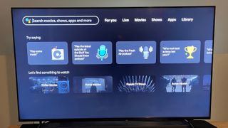 Sony X90K TV Google TV search interface on screen