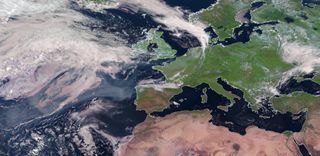 Smoke from wildfires in Canada spreading into Europe as shown in images taken by the European weather satellite Meteosat-10.