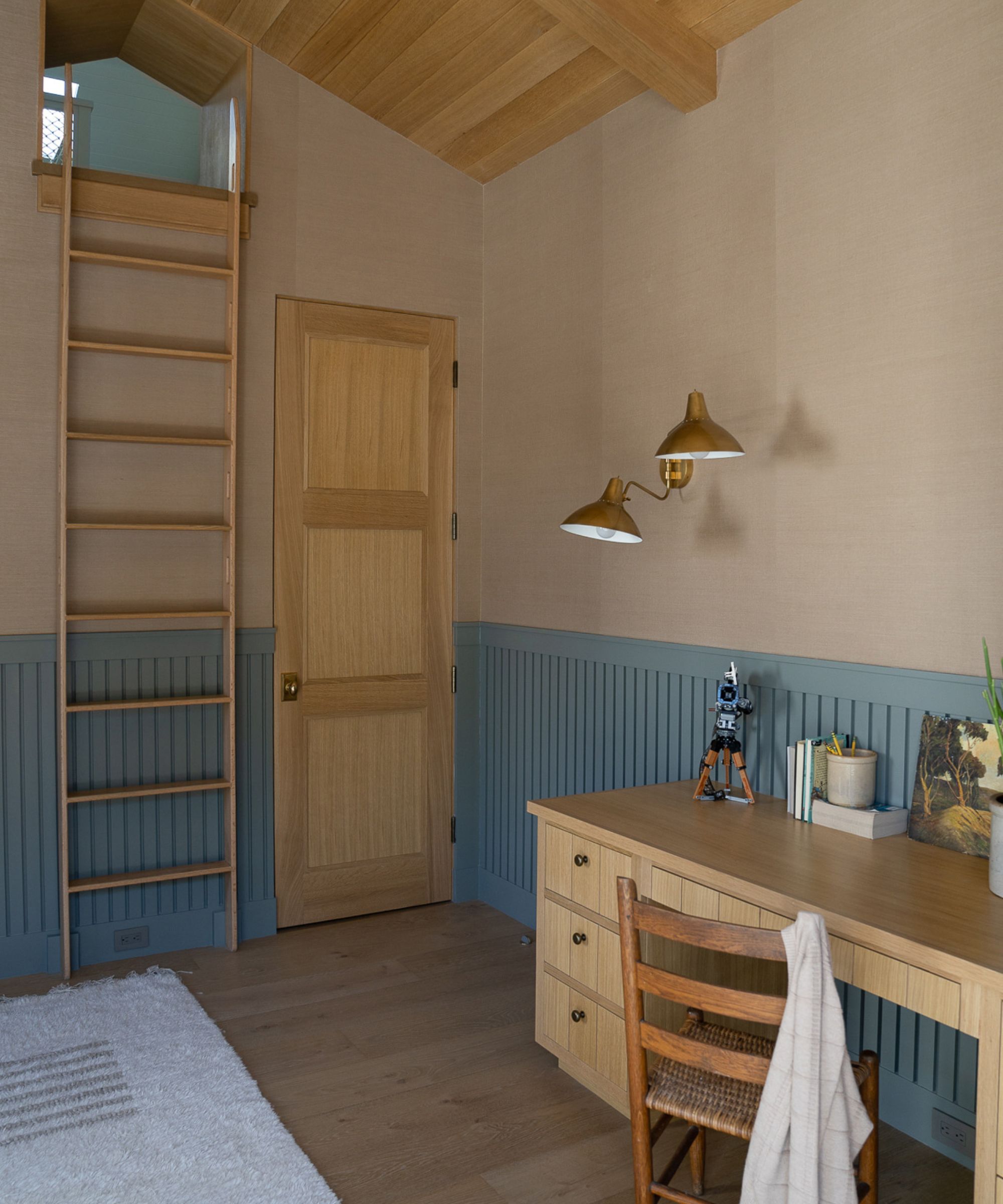 boy's room with hatch to slide and playroom
