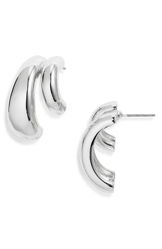 Double Curved J-Hoop Earrings