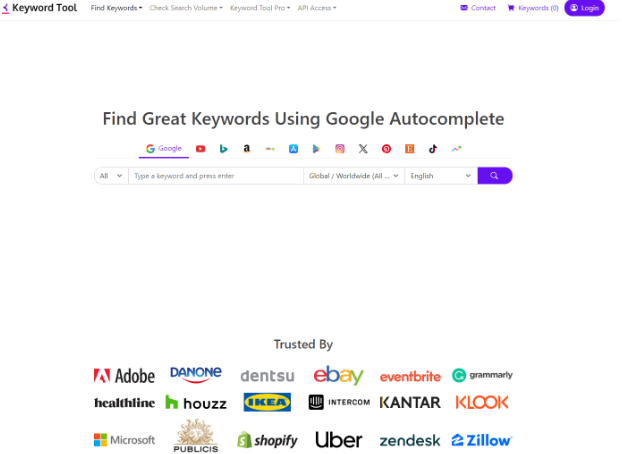 Keyword tool features