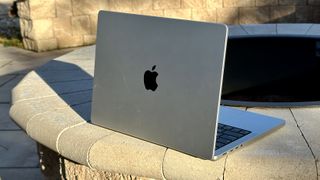 MacBook Pro 14-inch M3 lid with Apple logo