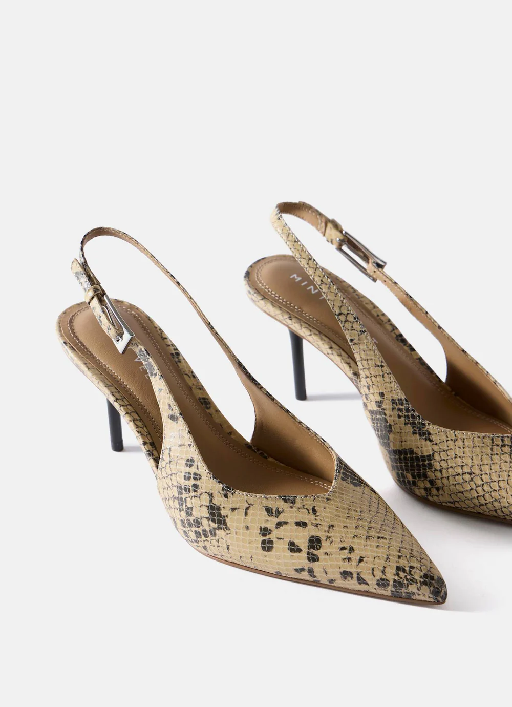 Mint Velvet, Tori Neutral Snake Print Leather Heels