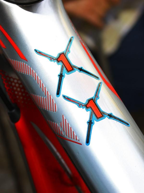 Mark Cavendish (HTC-Columbia) is marking this year's 'kills' with crossed samurai swords.