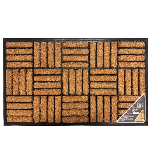 Eds Coco Coir Door Mat With Rubber Backing Floor Mat Outdoor Mat Heavy Duty Doormats Shoe Scrapper Removes Grass and Dirt, for Front Door, Patio and Entrance (45 X 75 Cm, Pack of 1)