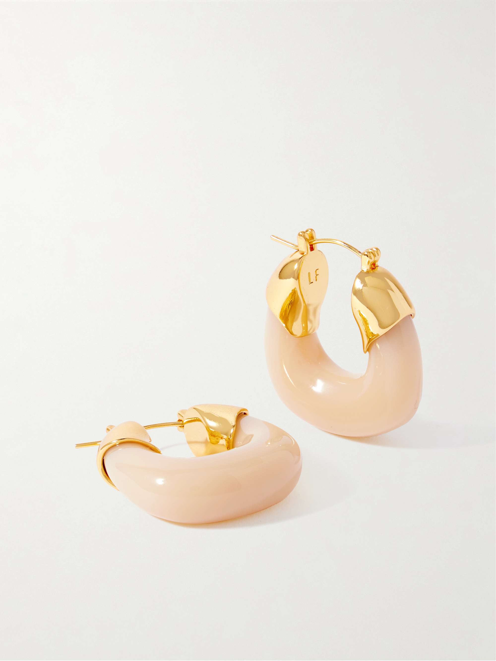 Mini Organic Gold-Plated Resin Hoop Earrings