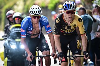 Wout van Aert and Mathieu Van der Poel on stage 10 Tour de France 2023