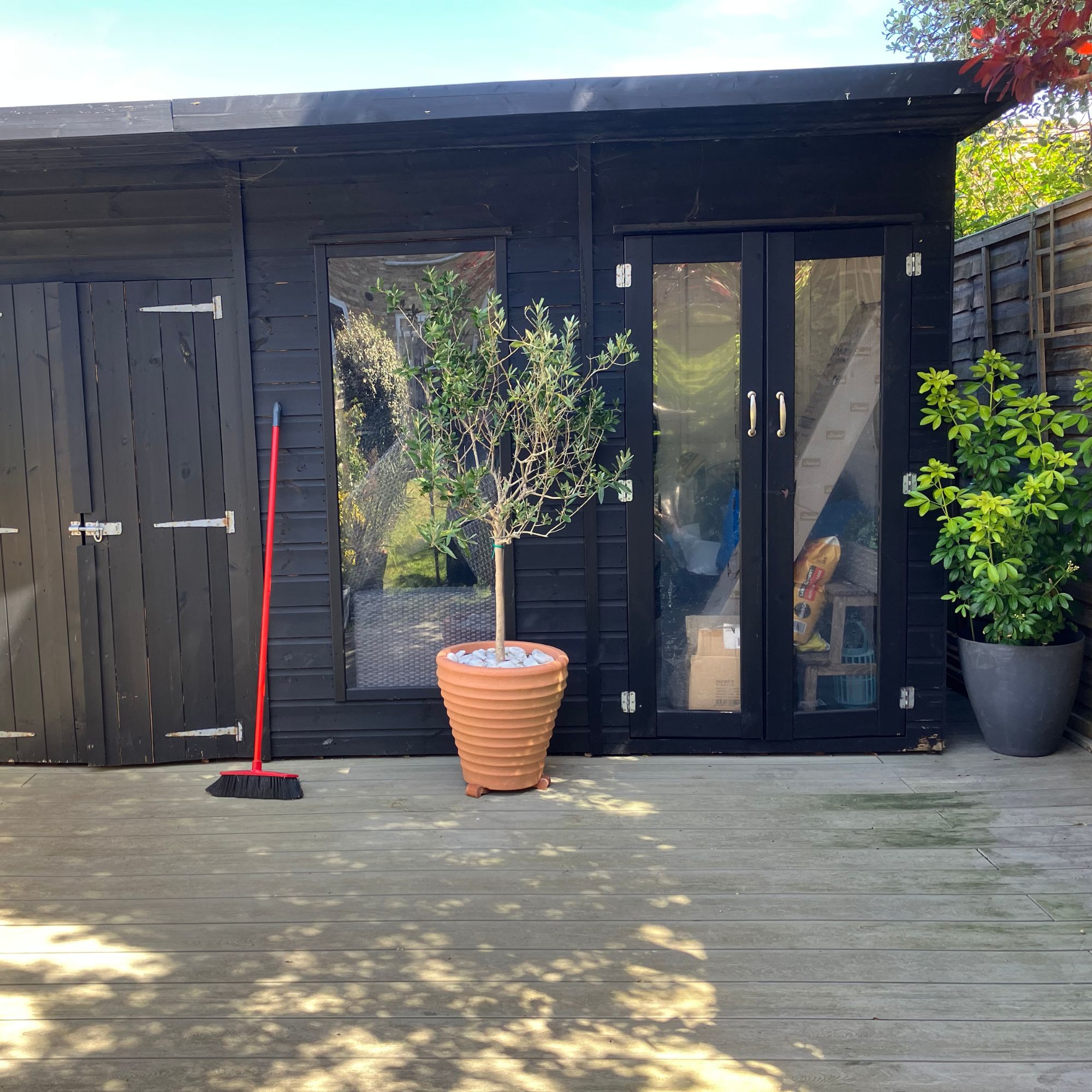 outdoor deck being cleaned