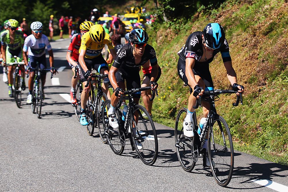 Team Sky working for overall leader Chris Froome during stage 10