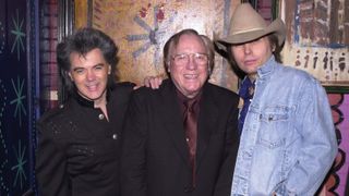 Stuart with Earl Scruggs (center) and Dwight Yoakam at a party for Stuart’s Golden Globe nomination, House of Blues, Los Angeles, January 19, 2001.