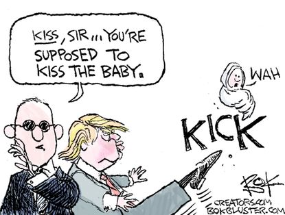 Political cartoon U.S. Donald Trump fight baby