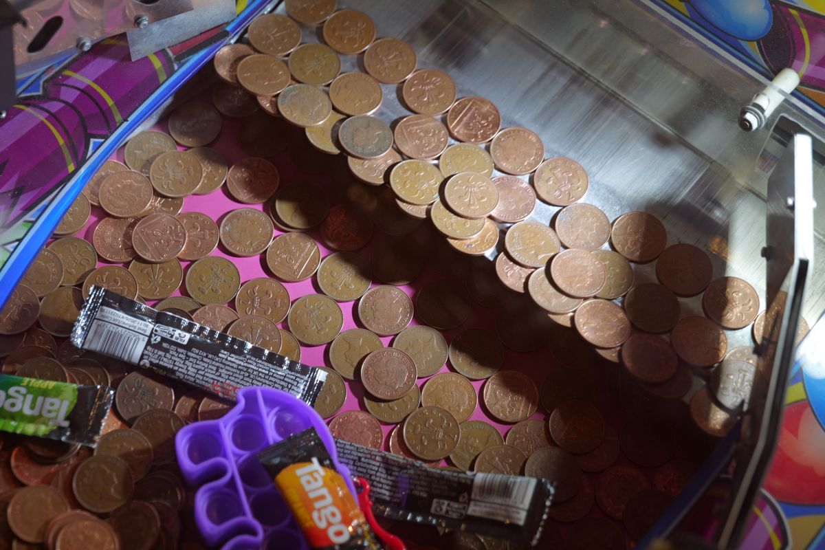 A penny slot arcade machine