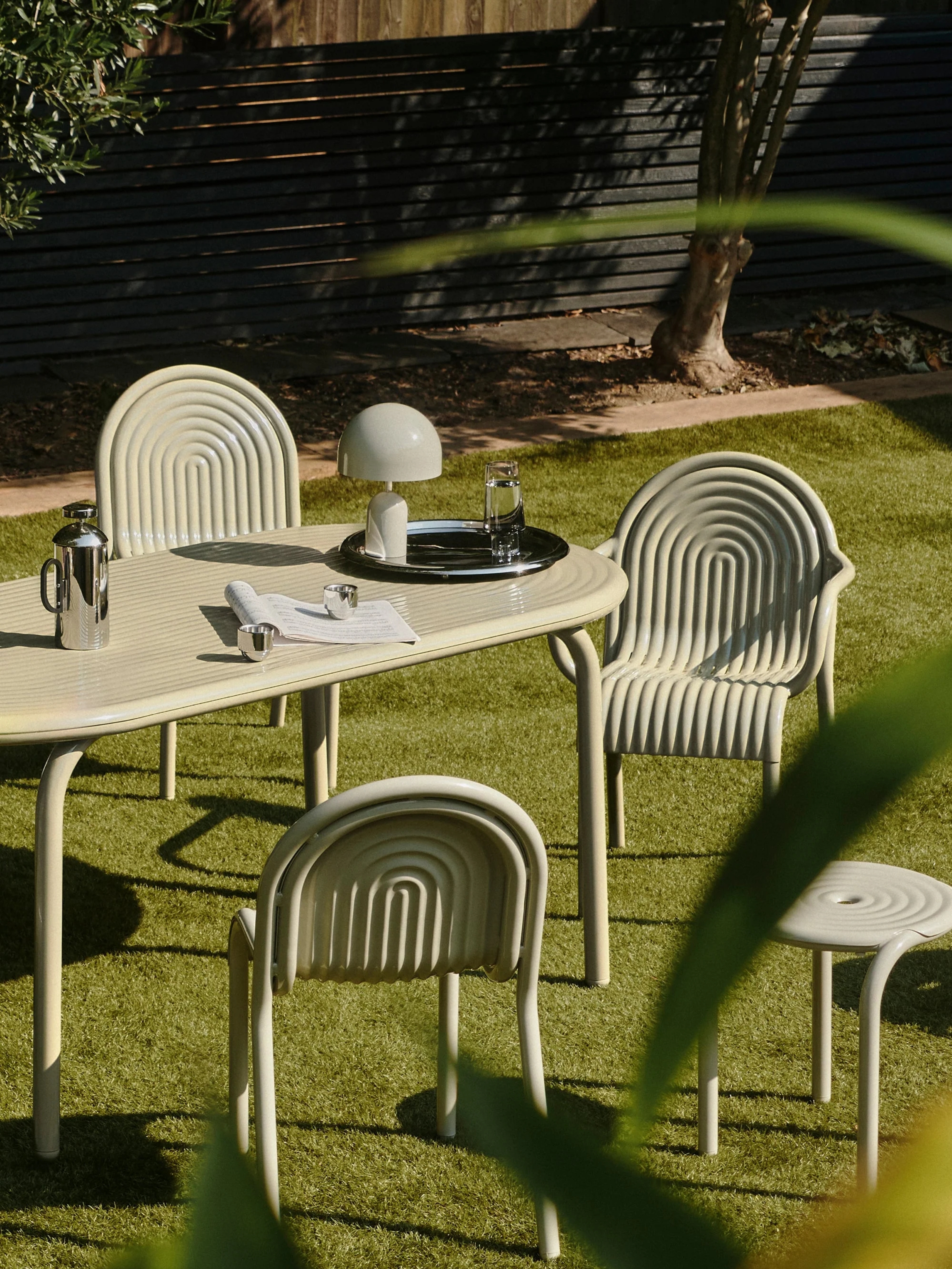 Tom Dixon, Groove Outdoor Dining Armchair Putty