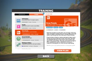 Image shows the Gran Fondo plan that's the best Zwift training plan for weight loss.